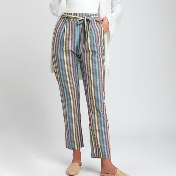 Lulus Pants - Lulu's Castaway Island Multi Striped Pants M